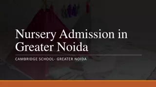 Nursery Admission in Greater Noida