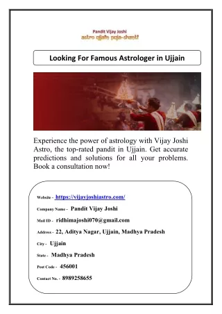 Looking For Famous Astrologer in Ujjain