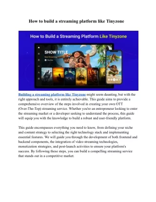 how to build streaming platform like tinyzone drafting