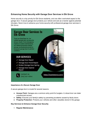 Enhancing Home Security with Garage Door Services in Elk Grove