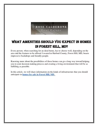 What Amenities Should You Expect in Homes in Forest Hill, MD