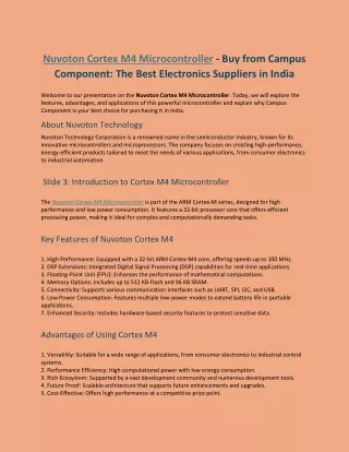 Nuvoton Cortex M4 Microcontroller - Buy from Campus Component The Best Electronics Suppliers in India