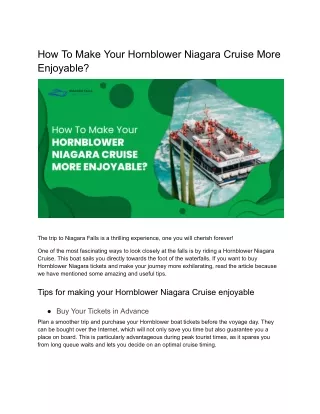 how to make your hornblower niagara cruise more