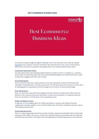 best ecommerce business ideas