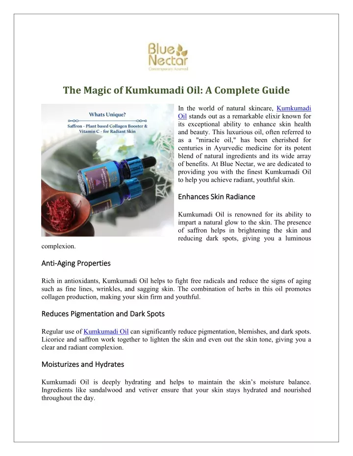 the magic of kumkumadi oil a complete guide