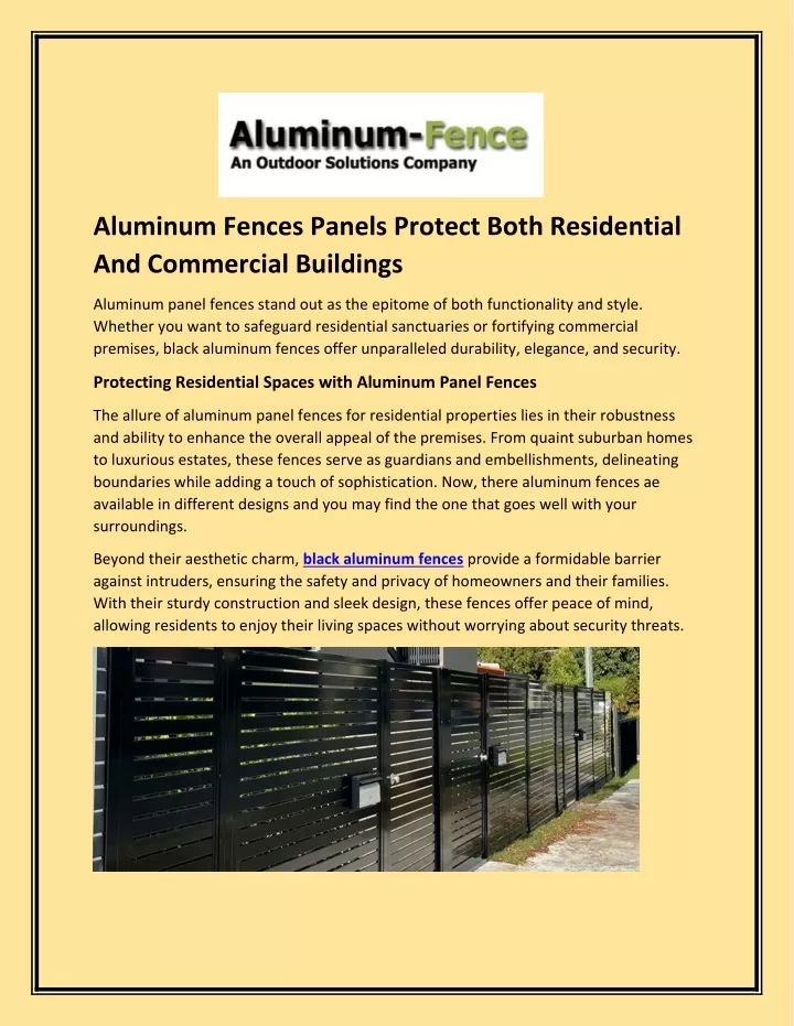 aluminum fences panels protect both residential