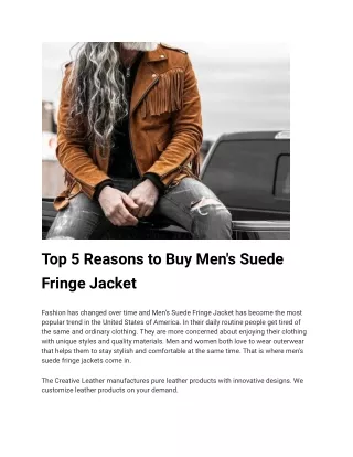 Top 5 Reasons to Buy Men's Suede Fringe Jacket