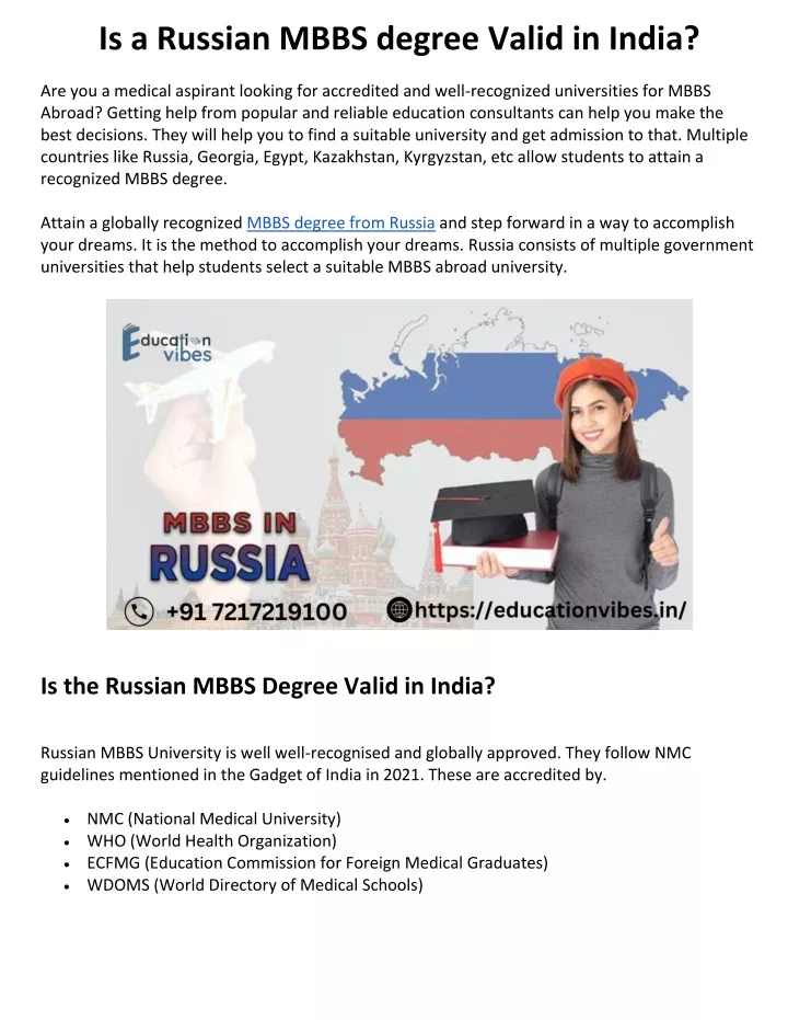 is a russian mbbs degree valid in india