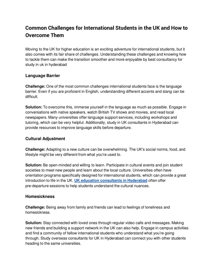 common challenges for international students