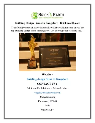 building design firms in bangalore bricknearth com