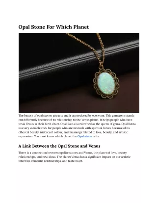 Opal Stone For Which Planet