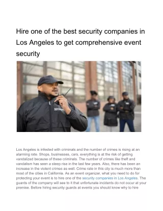 hire one of the best security companies