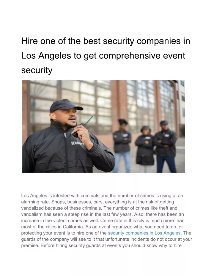 hire one of the best security companies