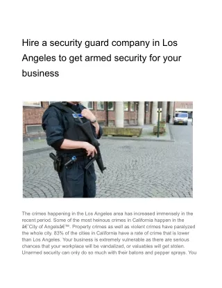 Hire a security guard company in Los Angeles to get armed security for your business