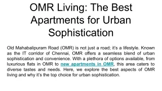 OMR Living_ The Best Apartments for Urban Sophistication