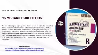Generic Exemestane brand Aromasin 25 mg Tablet Side effects
