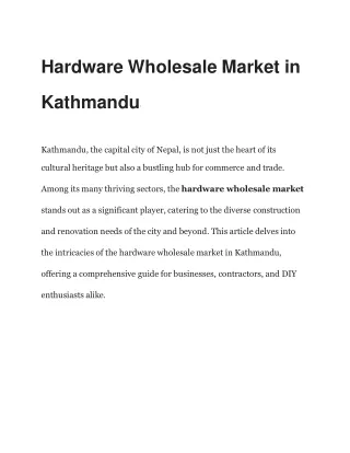 Hardware wholesale market in Kathmandu.