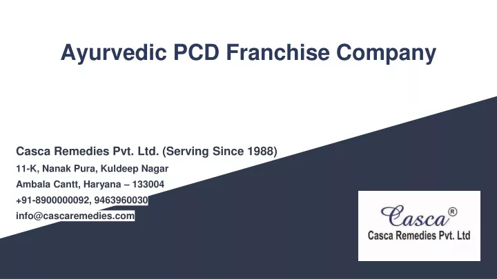 ayurvedic pcd franchise company