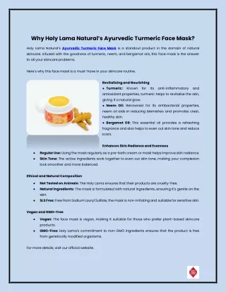 Why Holy Lama Natural’s Ayurvedic Turmeric Face Mask?