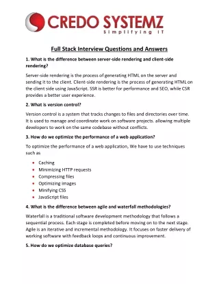 full stack interview questions and answers