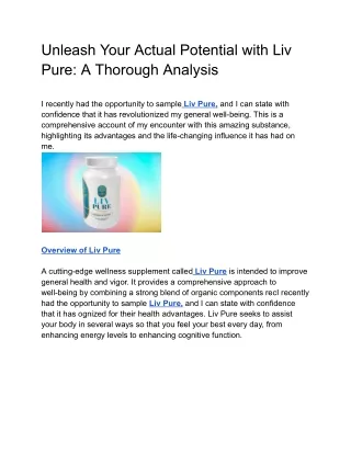 Unleash Your Actual Potential with Liv Pure_ A Thorough Analysis