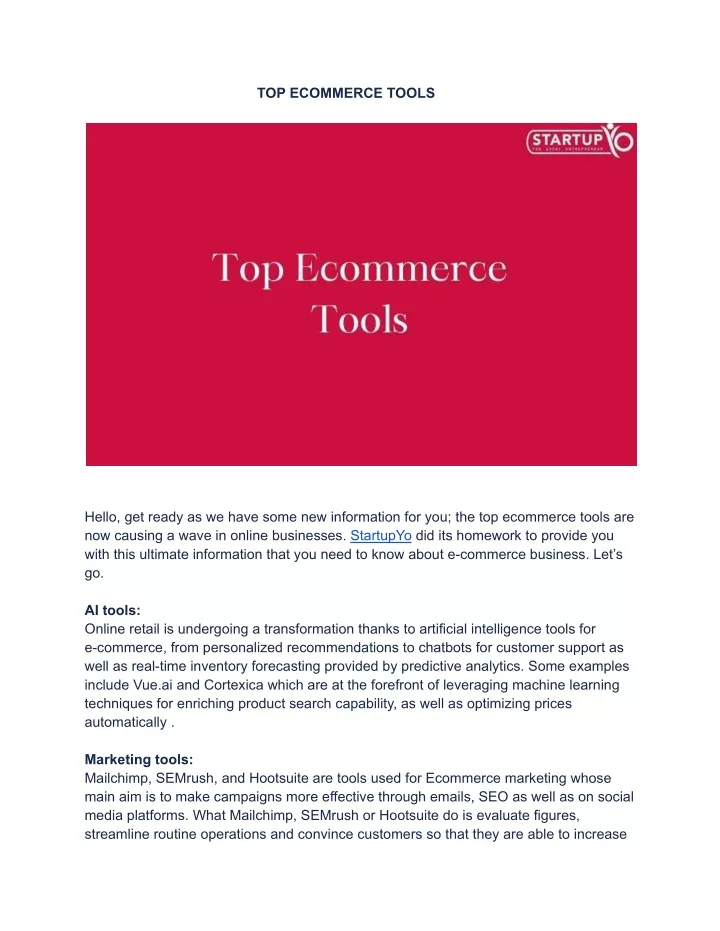 PPT - TOP ECOMMERCE TOOLS PowerPoint Presentation, free download - ID ...