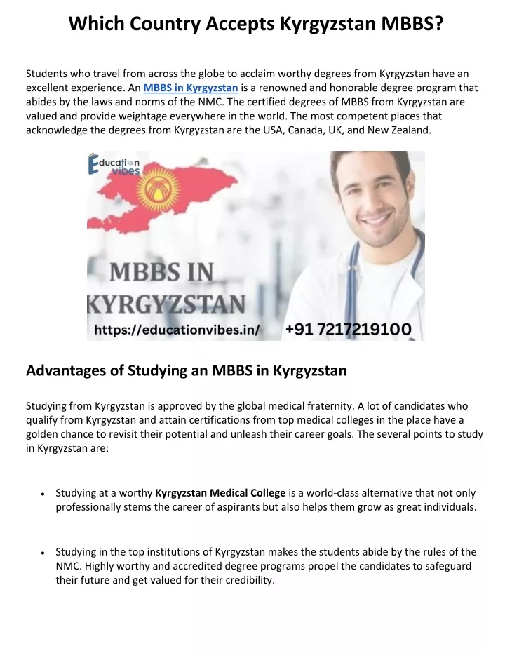 which country accepts kyrgyzstan mbbs