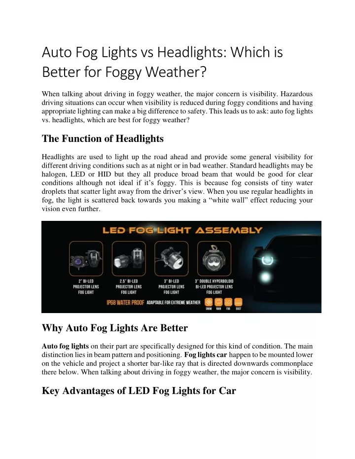 auto fog lights vs headlights which is better
