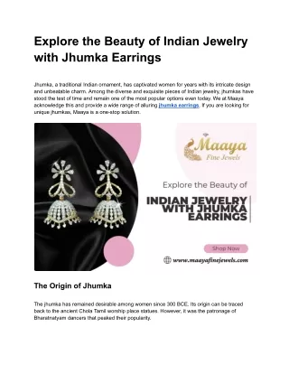 Explore the Beauty of Indian Jewelry with Jhumka Earrings