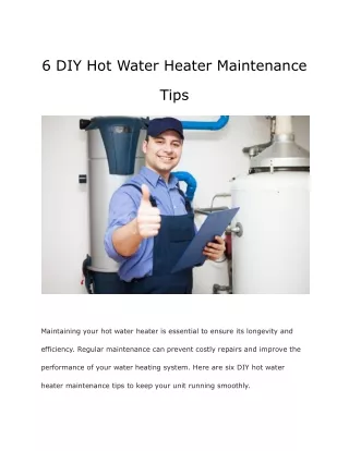 6 DIY Hot Water Heater Maintenance Tips