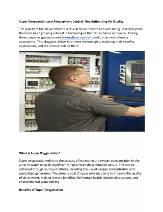 Super Oxygenation and Atmospheric Control