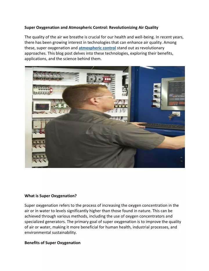 super oxygenation and atmospheric control