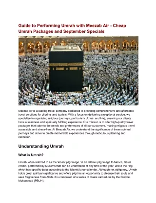 Guide to Performing Umrah with Meezab Air - Cheap Umrah Packages and September Specials