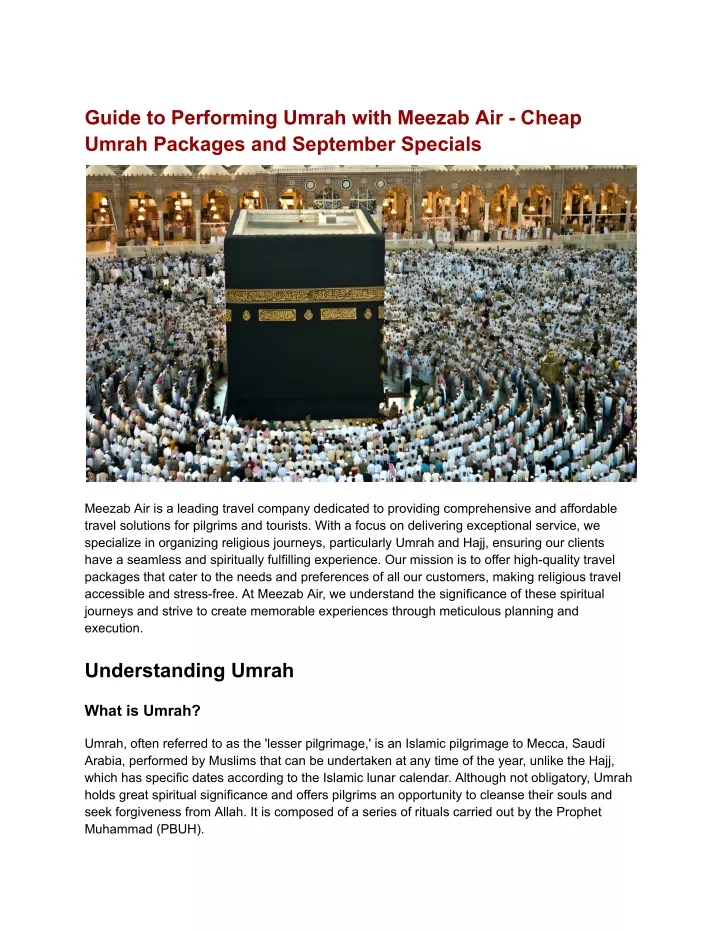 guide to performing umrah with meezab air cheap