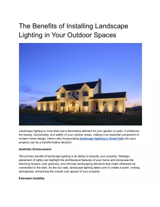 the benefits of installing landscape lighting
