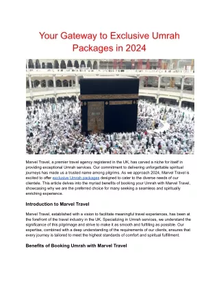 Your Gateway to Exclusive Umrah Packages in 2024