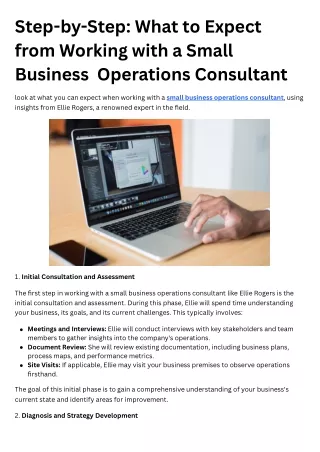 Step-by-Step What to Expect from Working with a Small Business Operations Consultant