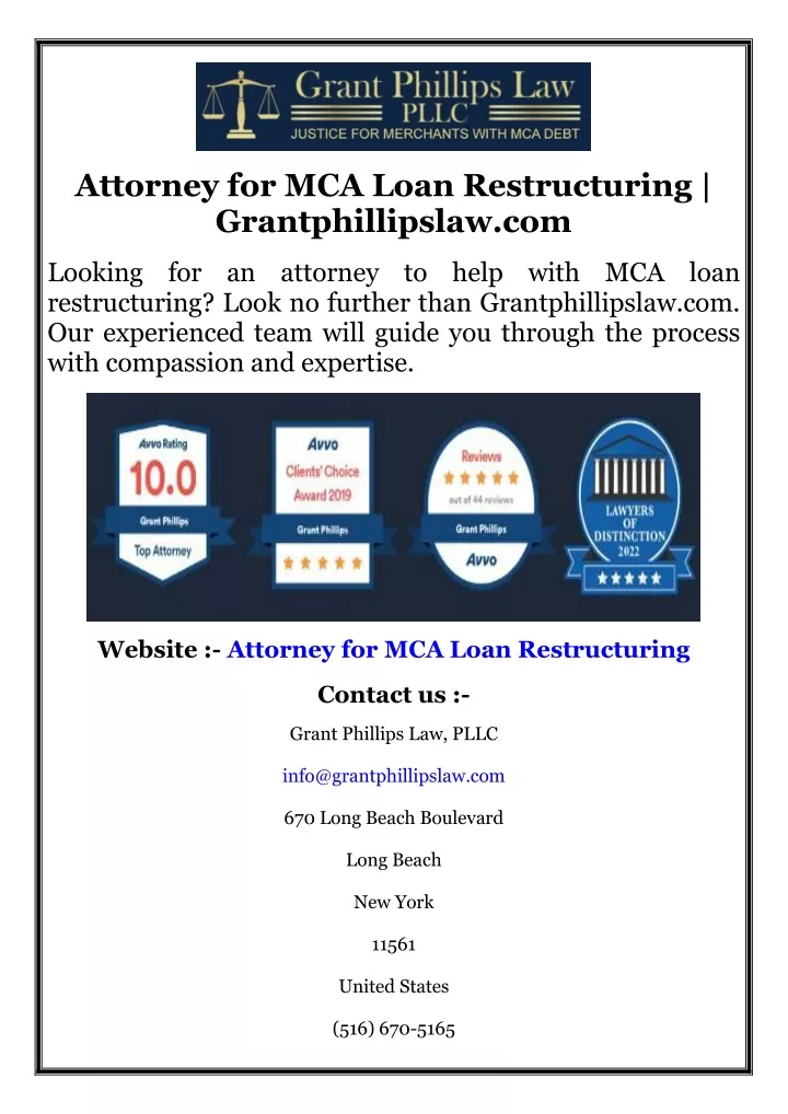 attorney for mca loan restructuring