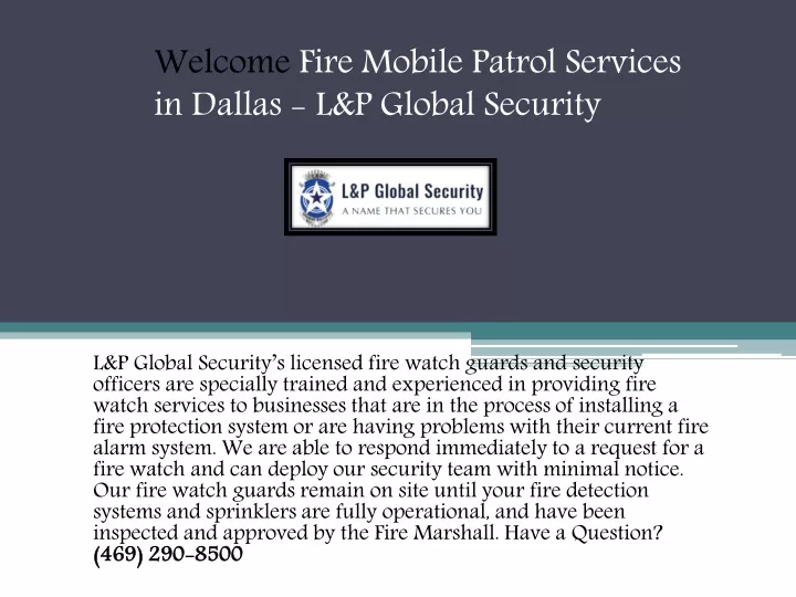 welcome fire mobile patrol services in dallas l p global security