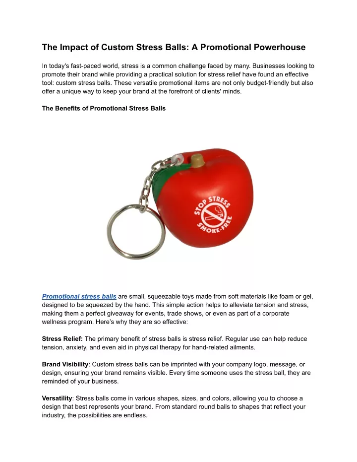 the impact of custom stress balls a promotional