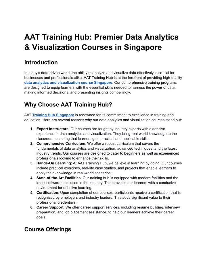 aat training hub premier data analytics