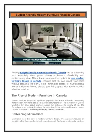 Budget-Friendly Modern Furniture Finds in Canada