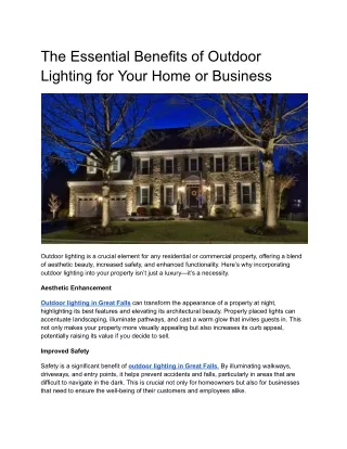 The Essential Benefits of Outdoor Lighting for Your Home or Business