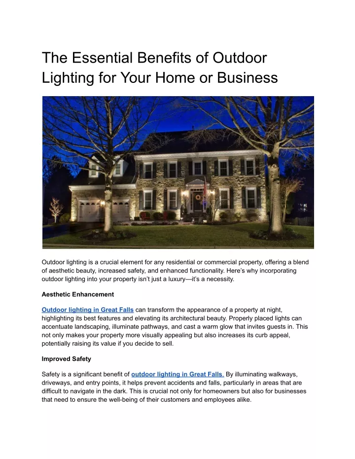 the essential benefits of outdoor lighting