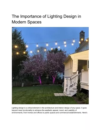 The Importance of Lighting Design in Modern Spaces