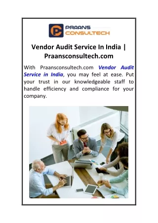 vendor audit service in india praansconsultech com