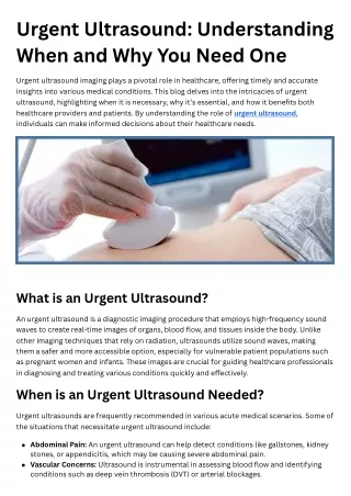 Urgent Ultrasound Understanding When and Why You Need One