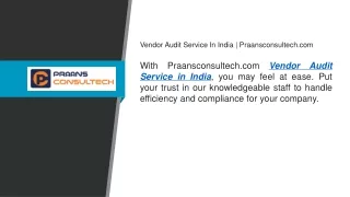 vendor audit service in india praansconsultech