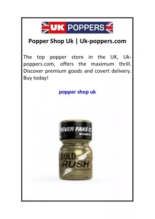 Popper Shop Uk  Uk-poppers.com