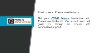 Fssai Licence  Praansconsultech.com